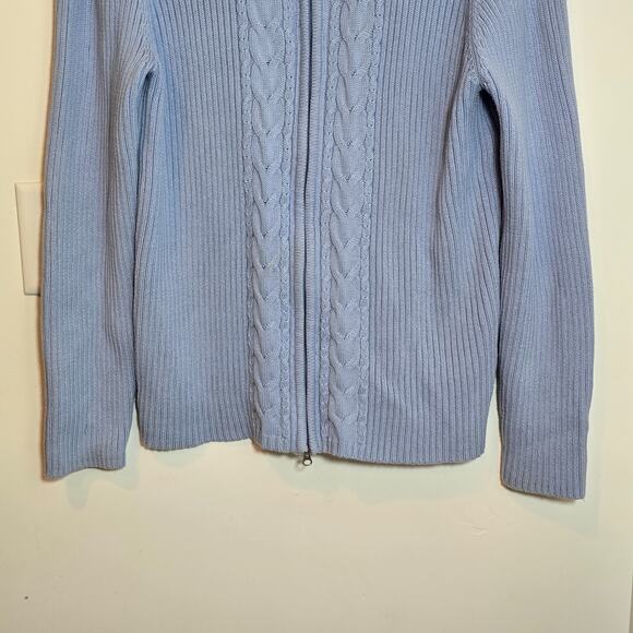 Vintage Eddie Bauer Cardigan Sweater Womens Size XL Blue Cable Knit Full Zip - Picture 3 of 6